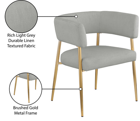 Emory Grey Linen Textured Fabric Upholstered Dining Chair, 1 Piece