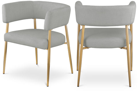 Emory Grey Linen Textured Fabric Upholstered Dining Chair, 1 Piece