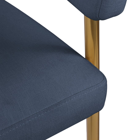 Royal Deep Navy Durable Linen Textured Fabric Dining Chair C