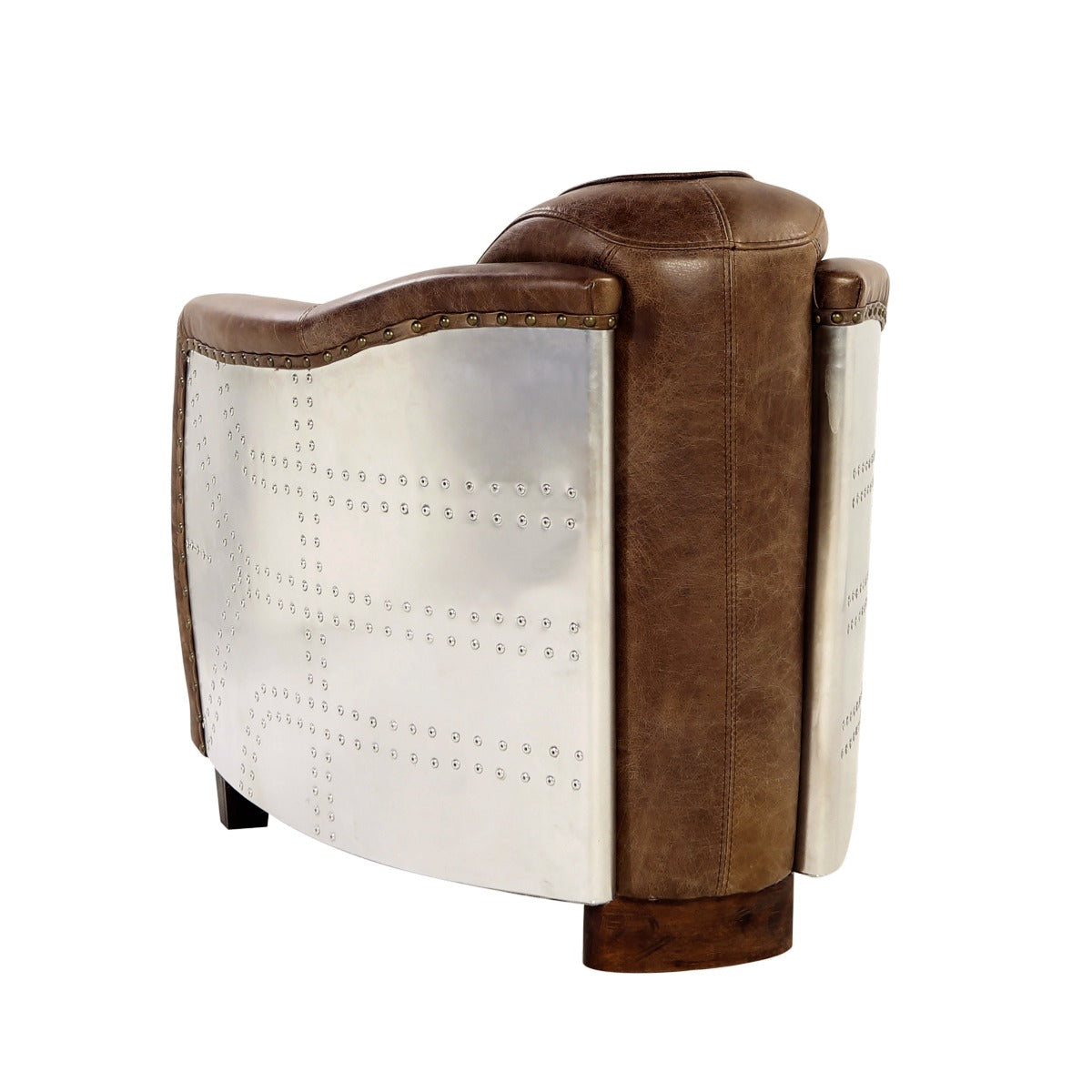 arcadia chair, retro brown top grain leather & aluminum