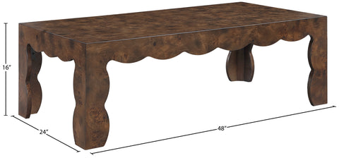 Selene Brown Burl Veneer Coffee Table, 1 Piece