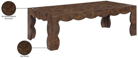 Selene Brown Burl Veneer Coffee Table, 1 Piece