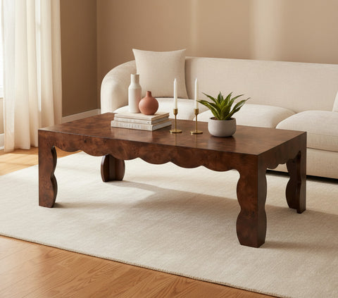 Selene Brown Burl Veneer Coffee Table, 1 Piece