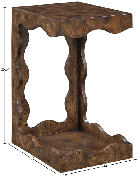 Selene Brown Burl Veneer End Table, 1 Piece