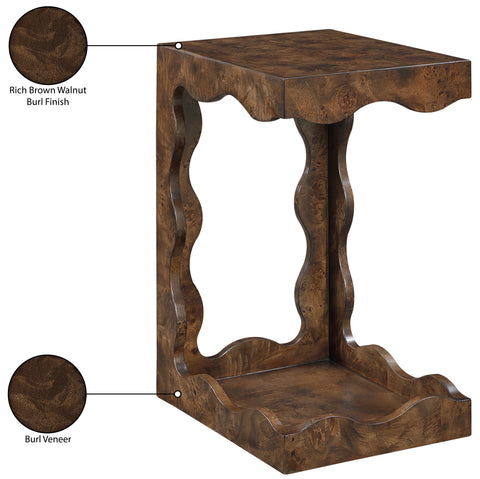 Selene Brown Burl Veneer End Table, 1 Piece