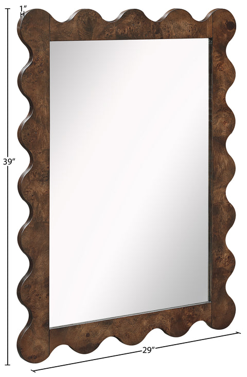 Selene 29" Brown Burl Veneer Frame Mirror, 1 Piece