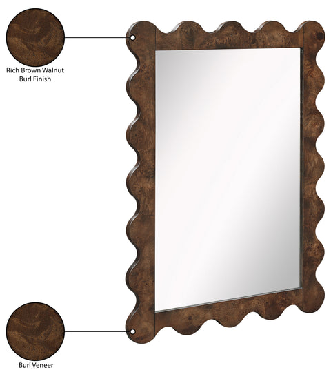 Selene 29" Brown Burl Veneer Frame Mirror, 1 Piece