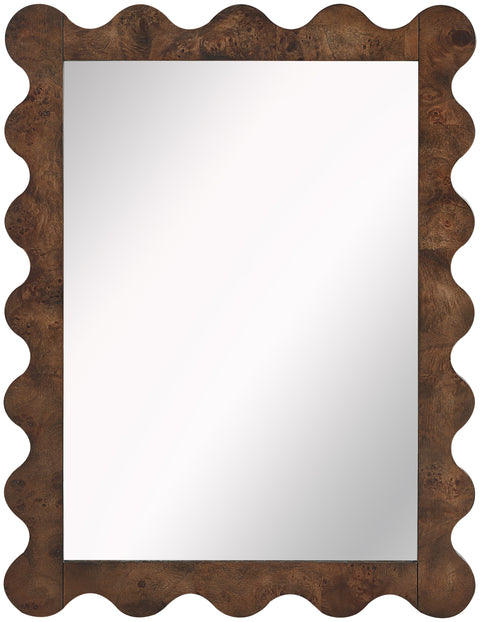 Selene 29" Brown Burl Veneer Frame Mirror, 1 Piece