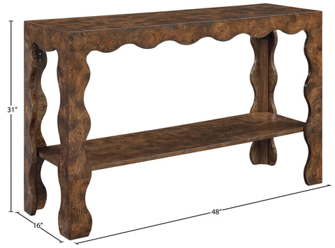 Selene Brown Burl Veneer Console Table, 1 Piece