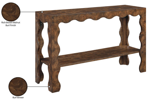 Selene Brown Burl Veneer Console Table, 1 Piece