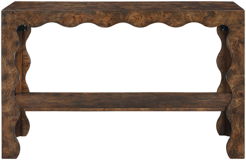Selene Brown Burl Veneer Console Table, 1 Piece