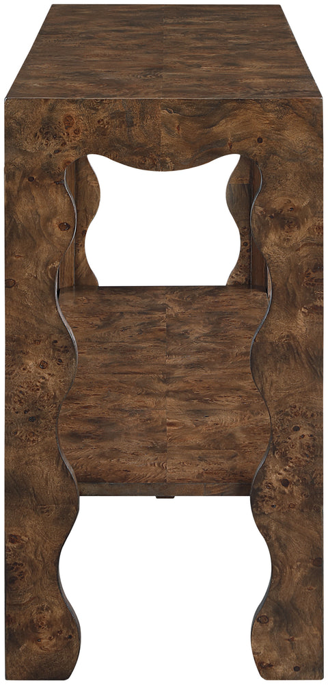 Selene Brown Burl Veneer Console Table, 1 Piece