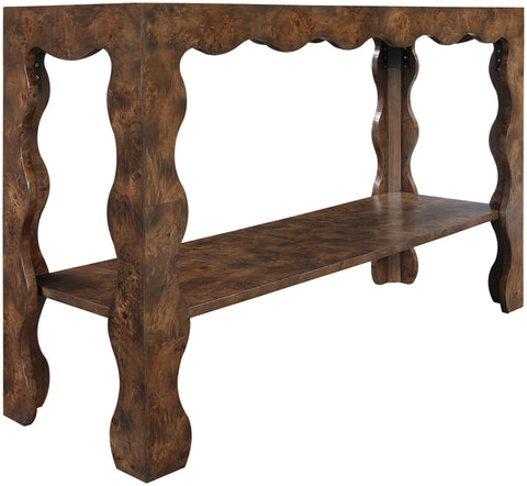 Selene Brown Burl Veneer Console Table, 1 Piece