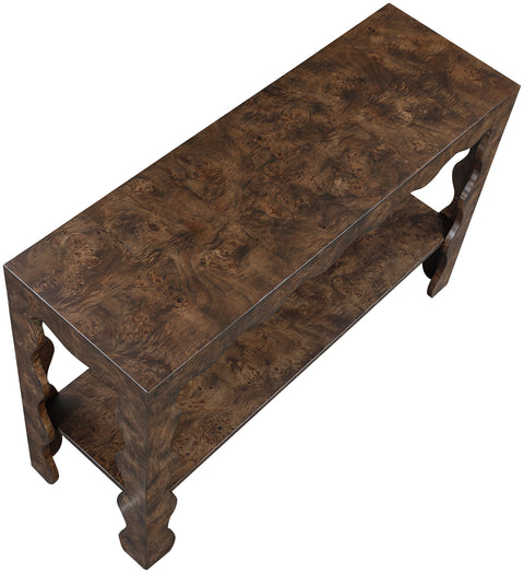 Selene Brown Burl Veneer Console Table, 1 Piece