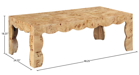 Selene Natural Burl Veneer Coffee Table, 1 Piece