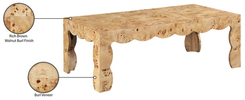 Selene Natural Burl Veneer Coffee Table, 1 Piece