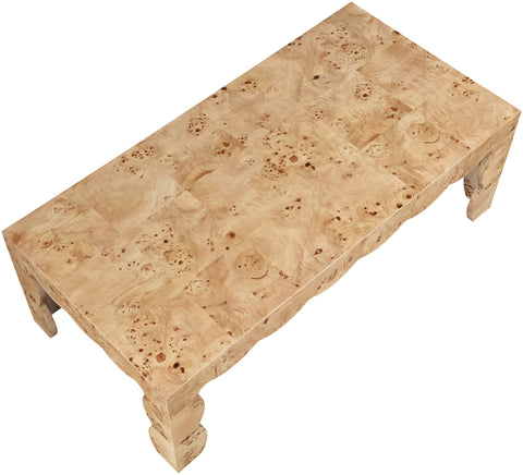 Selene Natural Burl Veneer Coffee Table, 1 Piece