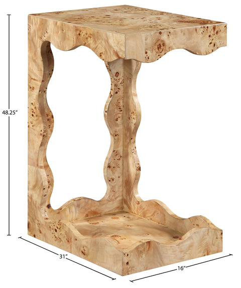 Selene Natural Burl Veneer End Table, 1 Piece