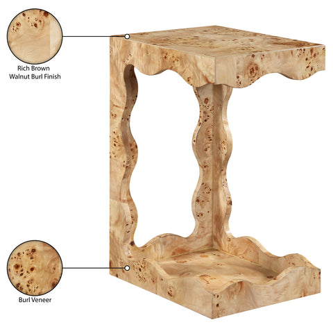 Selene Natural Burl Veneer End Table, 1 Piece
