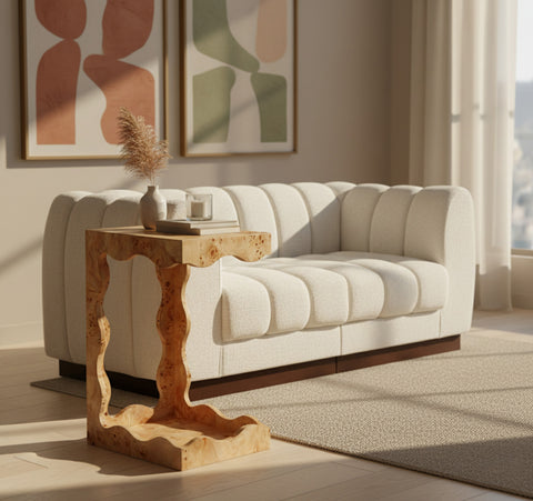 Selene Natural Burl Veneer End Table, 1 Piece