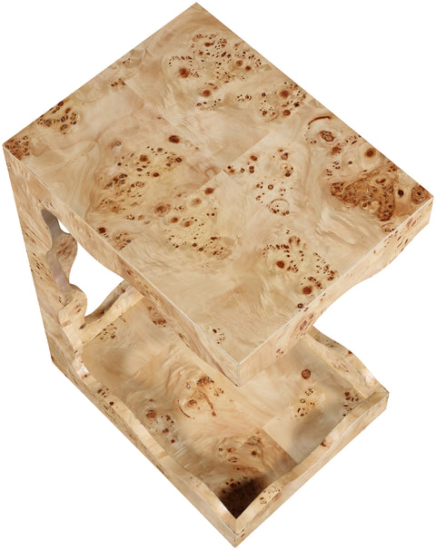 Selene Natural Burl Veneer End Table, 1 Piece