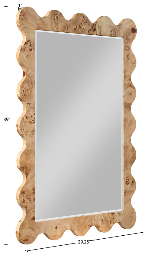 Selene 29" Natural Burl Veneer Frame Mirror, 1 Piece