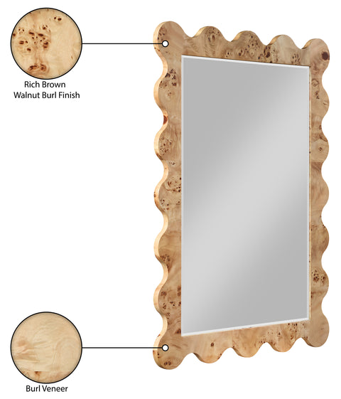 Selene 29" Natural Burl Veneer Frame Mirror, 1 Piece