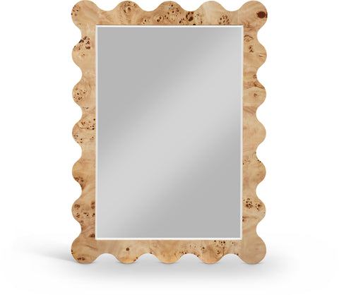 Selene 29" Natural Burl Veneer Frame Mirror, 1 Piece