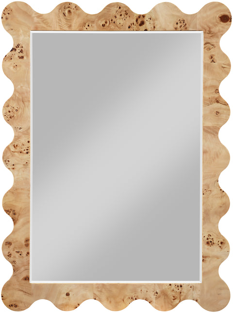 Selene 29" Natural Burl Veneer Frame Mirror, 1 Piece