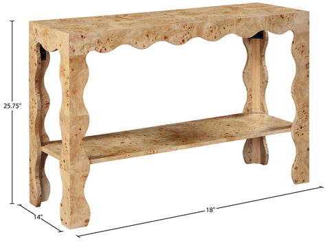 Selene Natural Burl Veneer Console Table, 1 Piece