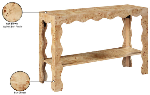 Selene Natural Burl Veneer Console Table, 1 Piece