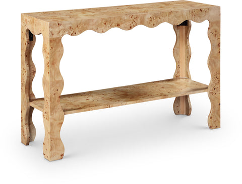 Selene Natural Burl Veneer Console Table, 1 Piece