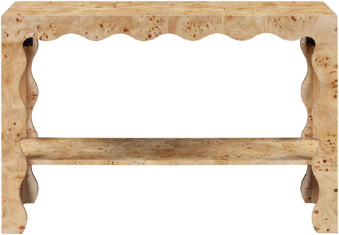 Selene Natural Burl Veneer Console Table, 1 Piece