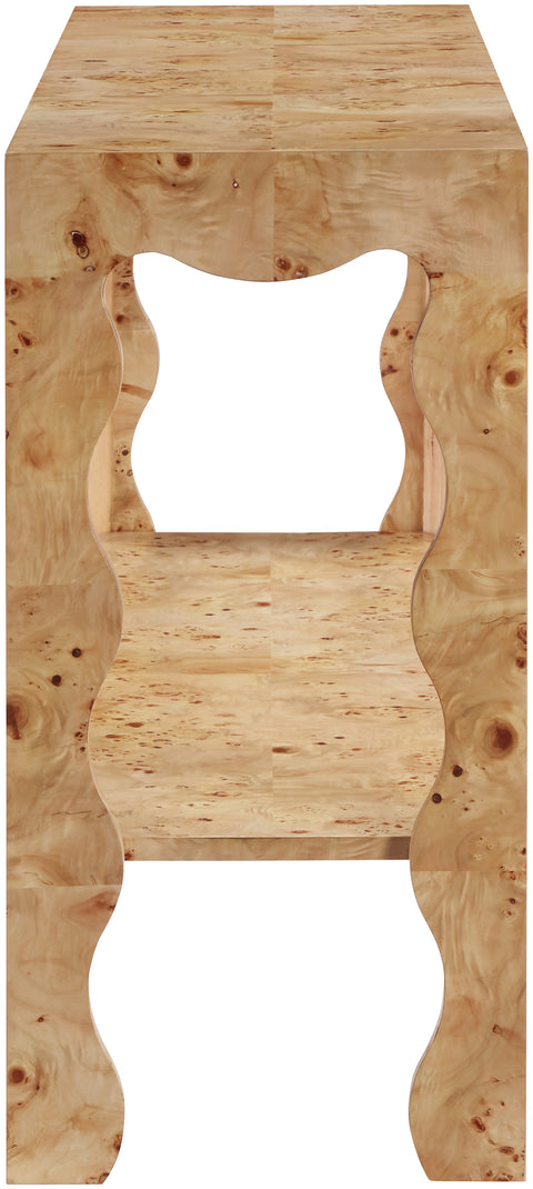 Selene Natural Burl Veneer Console Table, 1 Piece
