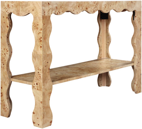 Selene Natural Burl Veneer Console Table, 1 Piece