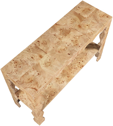 Selene Natural Burl Veneer Console Table, 1 Piece