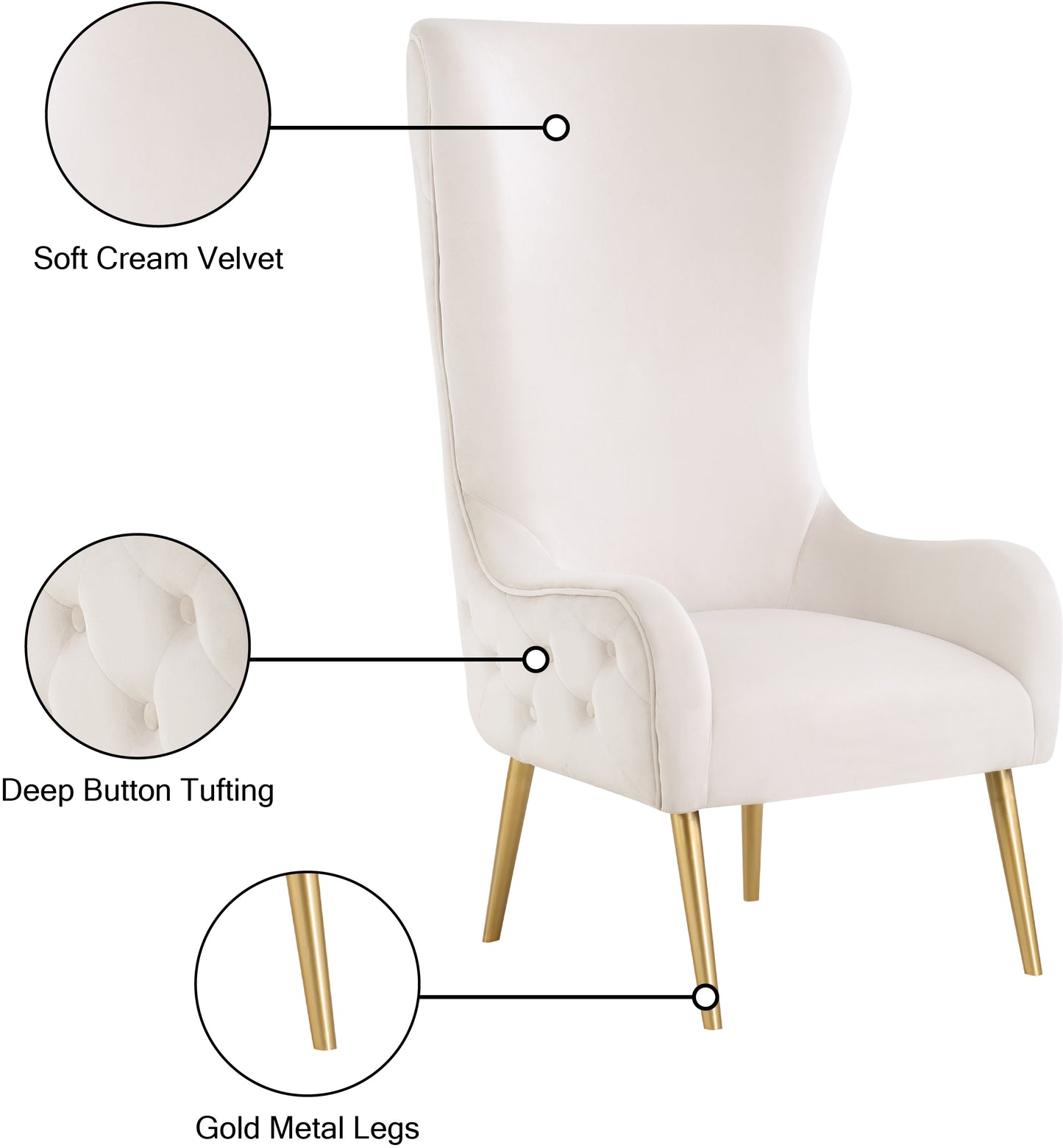 michelle cream velvet accent chair cream