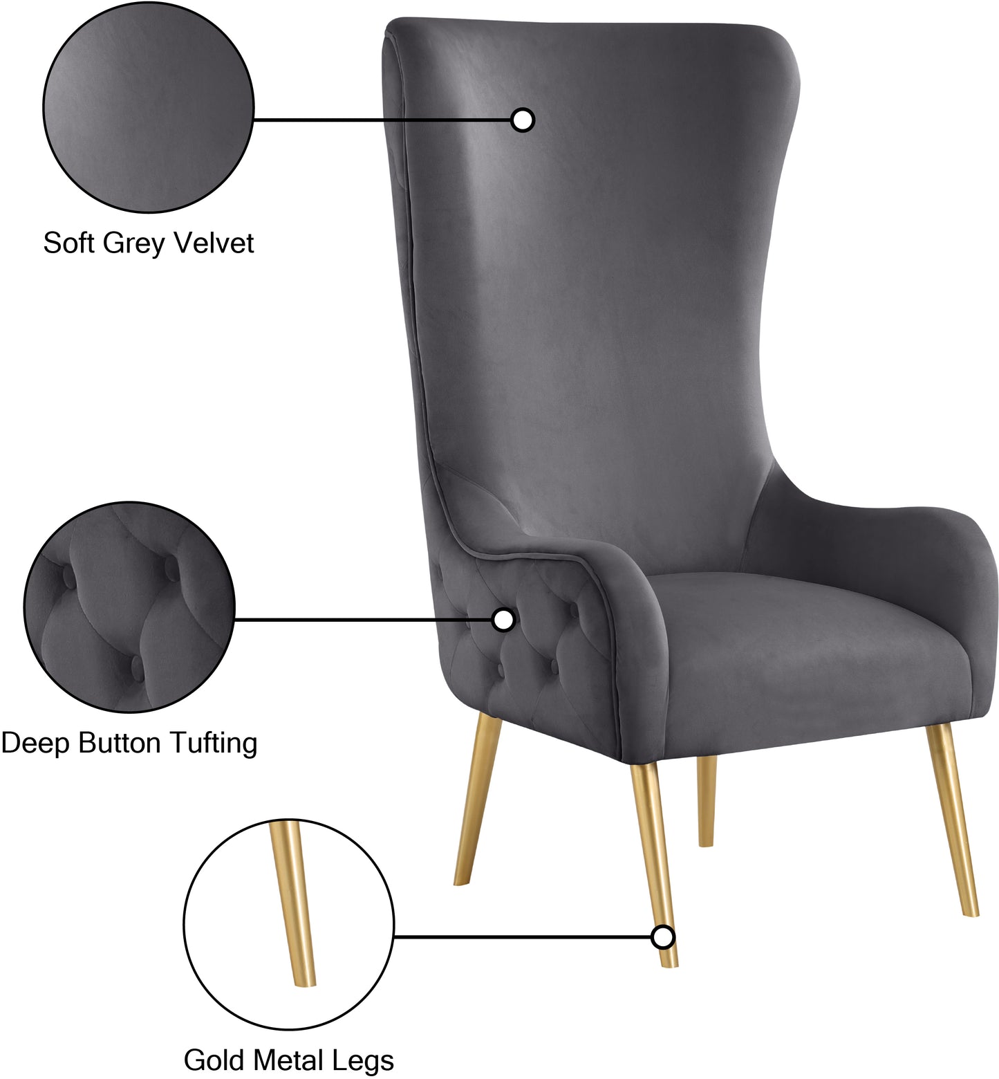 michelle grey velvet accent chair grey