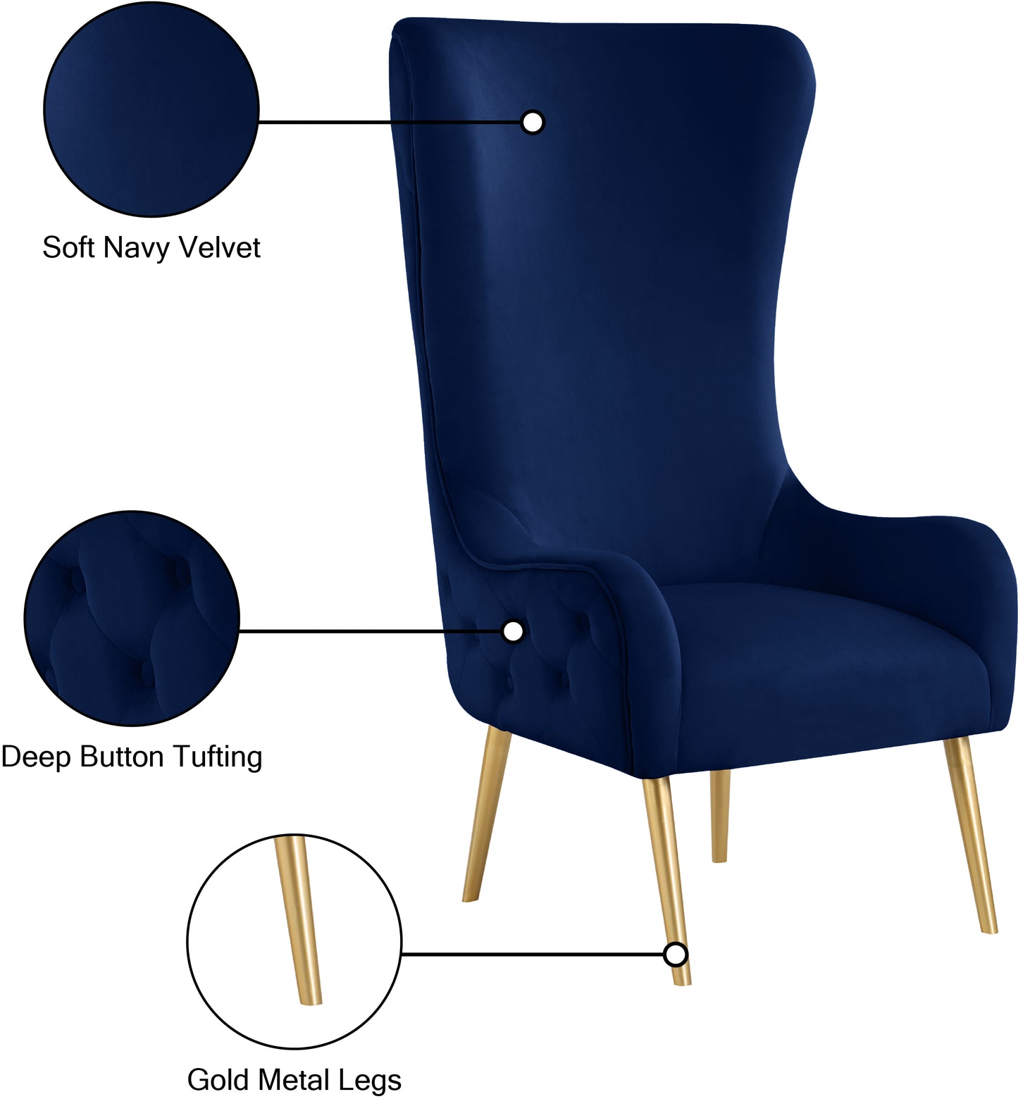 michelle navy velvet accent chair navy