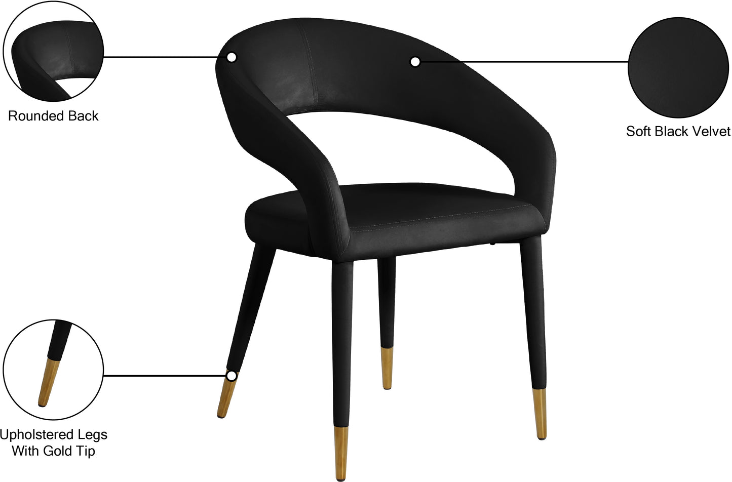 relax black velvet dining chair c