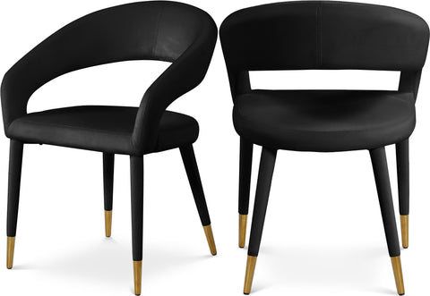 Veda Black Velvet Upholstered Dining Chair, 1 Piece