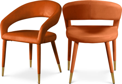 Veda Cognac Velvet Upholstered Dining Chair, 1 Piece