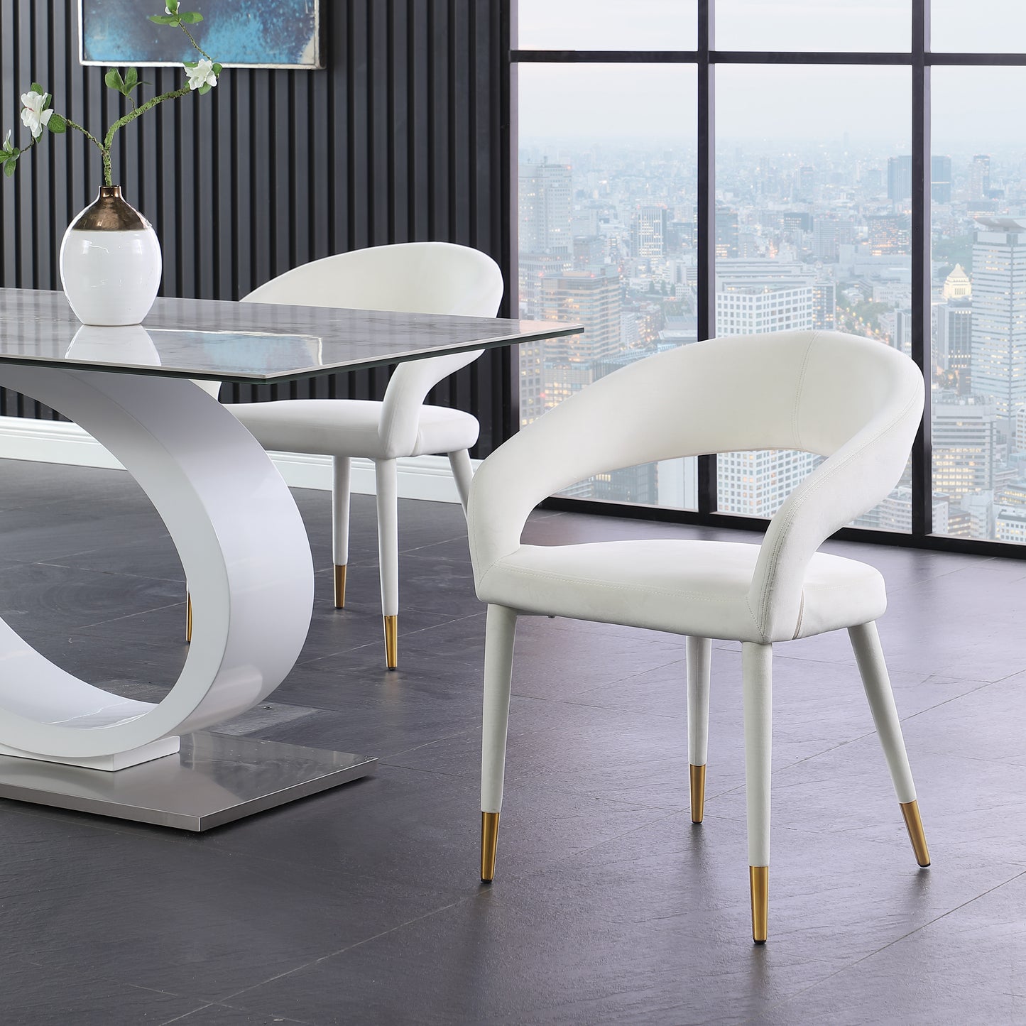 relax cream velvet dining chair c