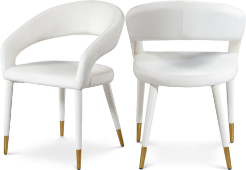 Veda Cream Velvet Upholstered Dining Chair, 1 Piece