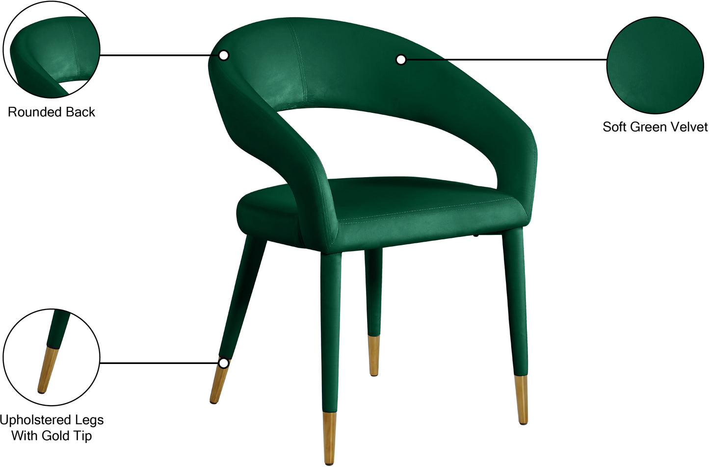 relax green velvet dining chair c