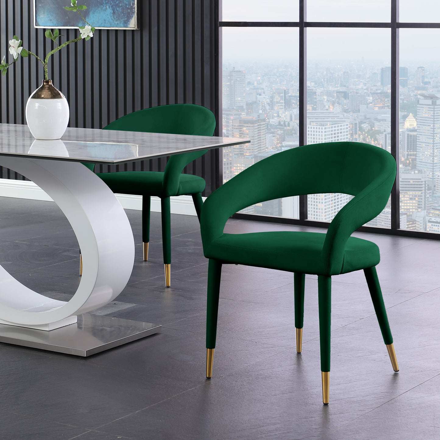 relax green velvet dining chair c