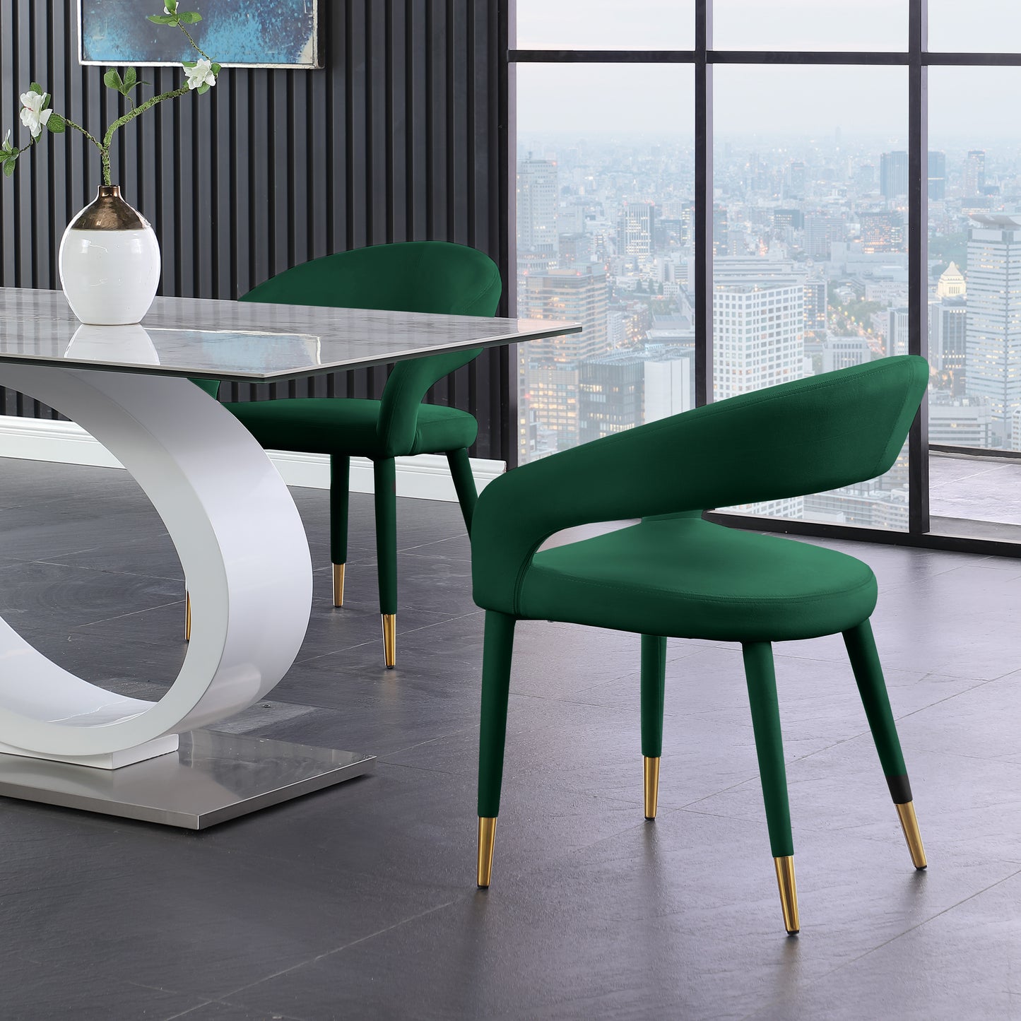 relax green velvet dining chair c