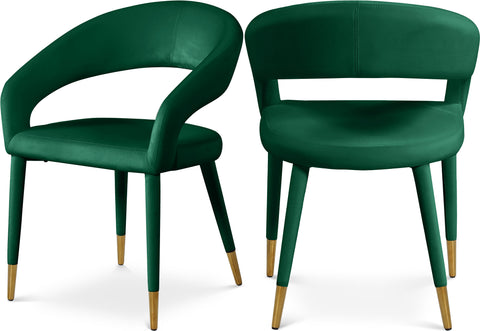 Veda Green Velvet Upholstered Dining Chair, 1 Piece