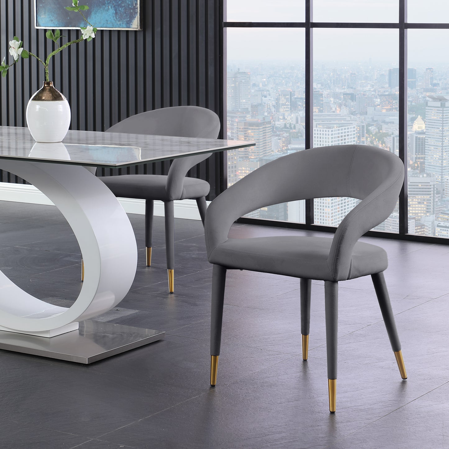 relax grey velvet dining chair c