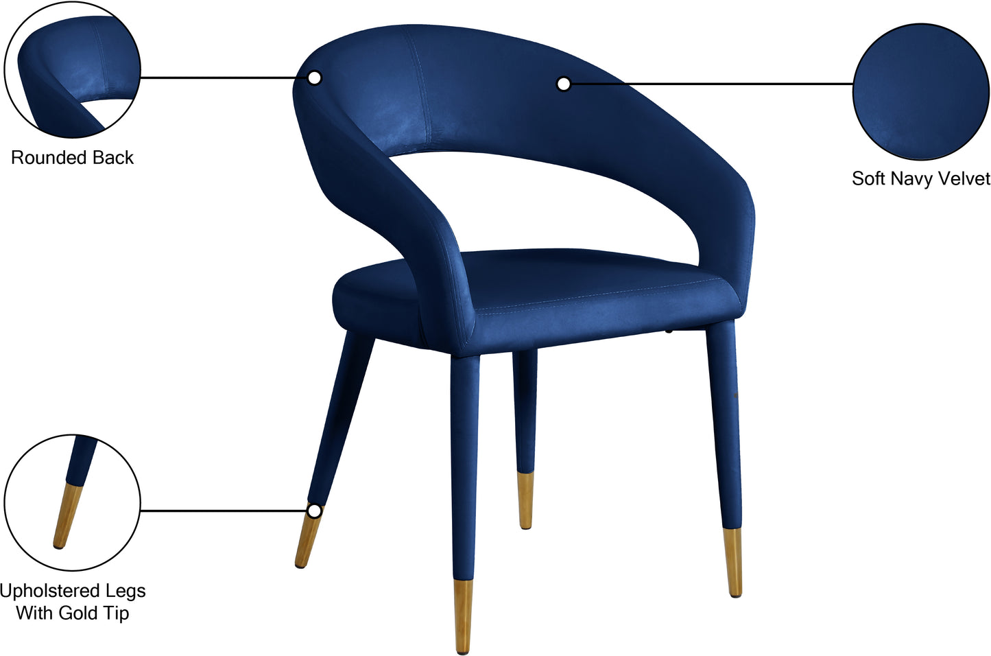 relax navy velvet dining chair c